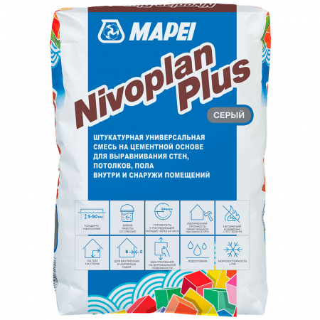 Выравнивающий состав Mapei Nivoplan Plus 25 кг серый