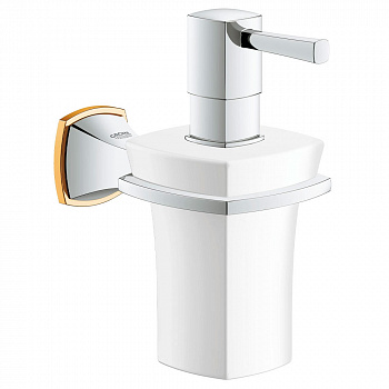 Держатель с дозатором жидкого мыла Grohe Grandera хром-золото 40627IG0