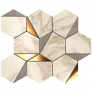 Мозаика Atlas Concorde Marvel Edge Gold Hex Gris Calacatta 9EHG 25.1x29