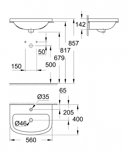 Раковина 55 см Grohe Bau Ceramic 39422000