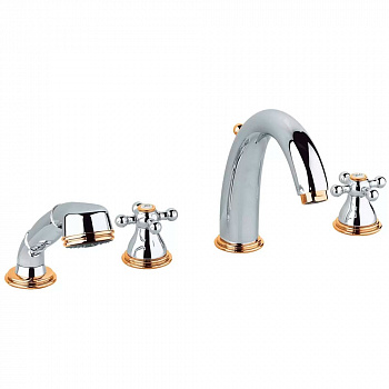 Смеситель на 4 отверстия Grohe Sinfonia хром-золото 25033IG0