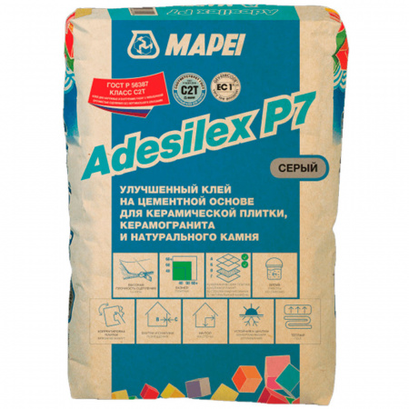 Клей для плитки Mapei Adesilex P7 серый 25 кг 2182125